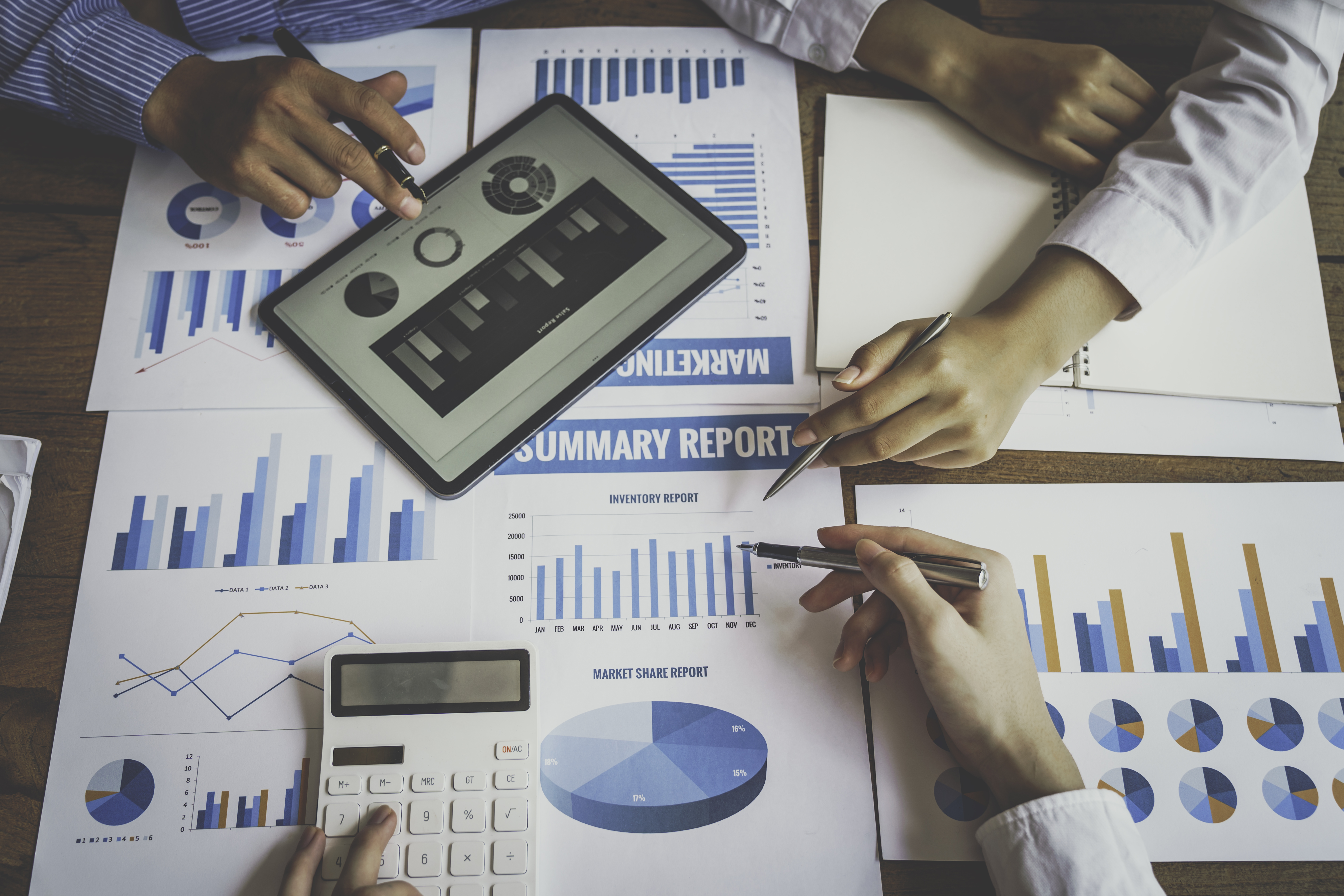 Professional workspace representing long-term investment strategy and financial planning for stable wealth growth and decision making.